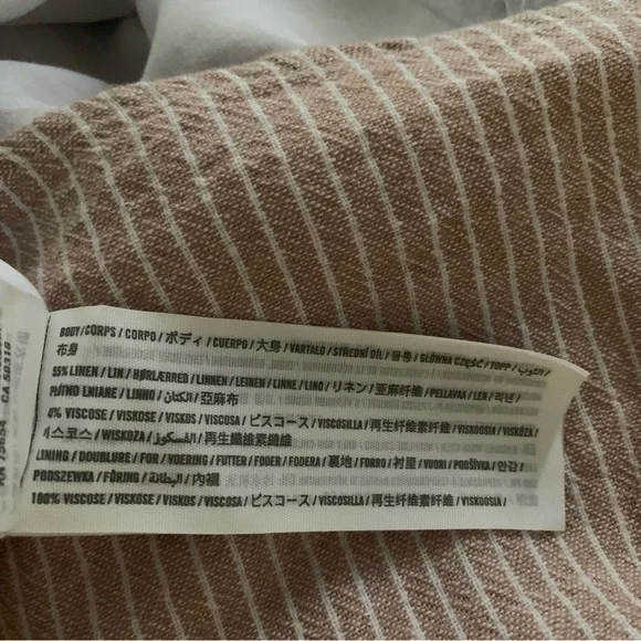 Abercrombie & Fitch Womens Size S Linen Blend Mini Summer Dress Tan Striped - Picture 10 of 11